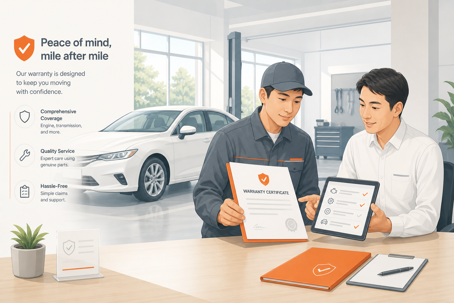 Advisor reviewing warranty coverage for a reconditioned import